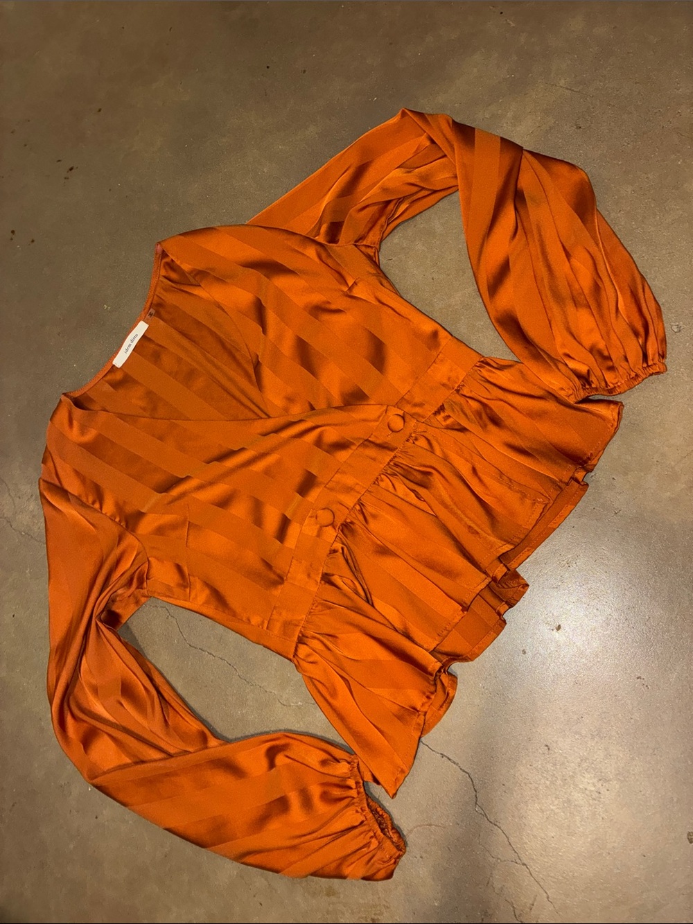 Women's Orange Satin Peplum Blouse - Unbranded